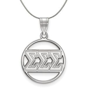 Sterling Silver Sigma Sigma Sigma Medium Circle Greek Necklace - 24 In